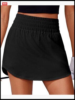 High Waisted Golf Skort with 2 Pockets Curved Hem Tennis Skirt for Workout